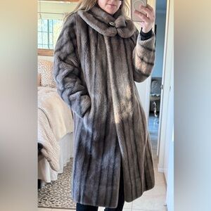 Vintage Faux Fur Opera Coat - Taupe+ Black